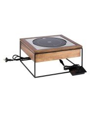 INDUCTION HOB D24CM W/CONTROLLER+BLACK STEEL&WALNUT STAND 35.4X32.5XH19CM