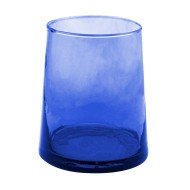 Low form tumbler in mouth-blown recycled glass blue 25 cl Lily Pro.mundi