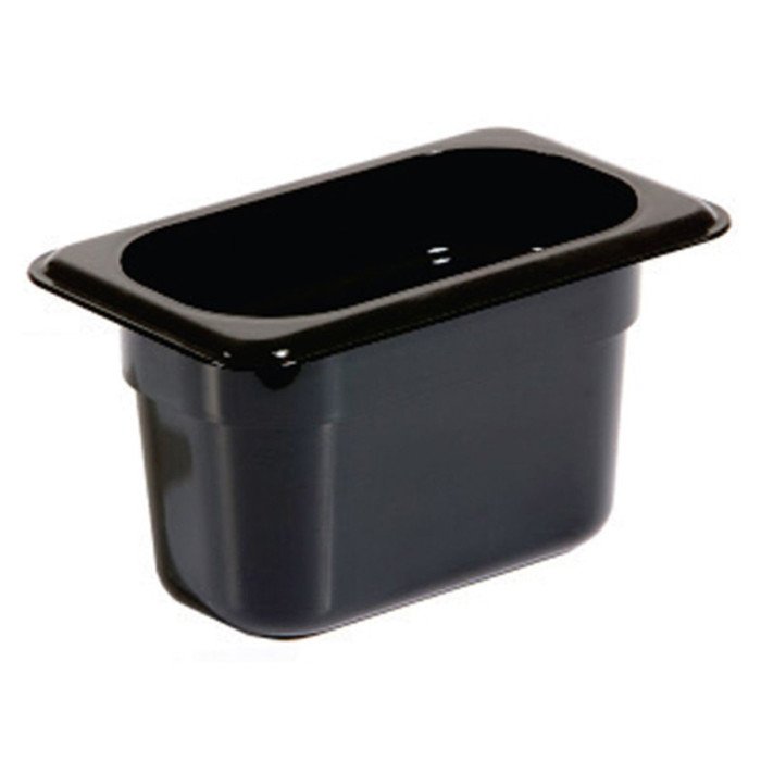 CONTAINER GN 1/9 RECTANGULAR BLACK POLYCARBONATE