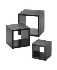 BUFFET RISER SET OF 3 BLACK L12.7 X W17.8 X H22.9CM WOOD 