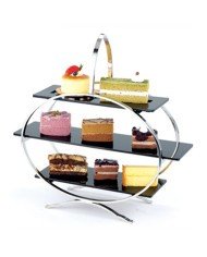 AFTERNOON TEA STAND 3TIERS WITH BLACK PLATES
