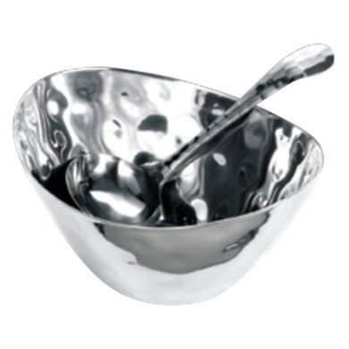 HAMMERED SAUCE BOWL W/LADLE 16.5X13.1X8.5CM  SST