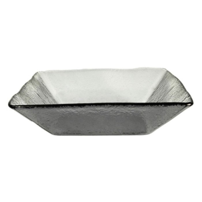 SALAD BOWL SQUARE GREY L26 X W26 X H6CM GLASS TIGER