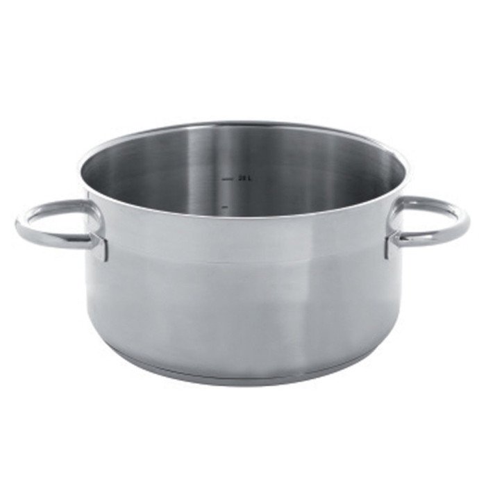 SAUTE PAN WITH 2 HANDLES WITHOUT LID ROUND Ø24CM STAINLESS STEEL QUALIPLUS PRO.COOKER