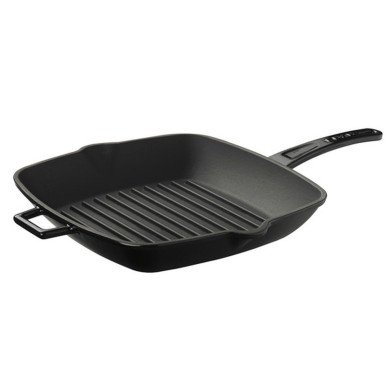 GRILL PAN WITH HANDLE BLACK CAST IRON 26X26CM
