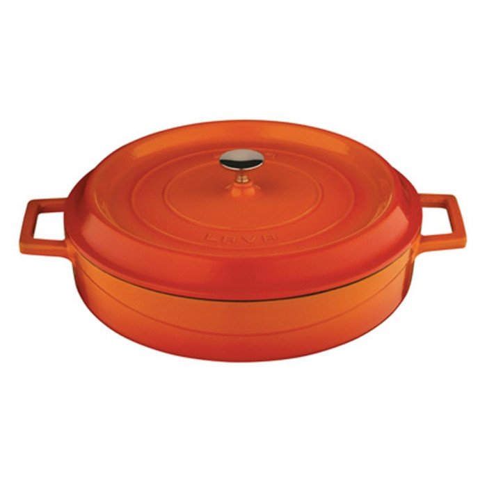 CASSEROLE LOW SHAPE TRENDY ORANGE Ø28CM CAST IRON LAVA