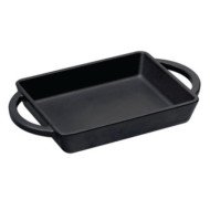 BLACK CAST IRON RECTANGULAR DISH 15X12CM WITH 2 HANDLES RECTANGULAR  