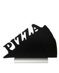 CHALK BOARD SILHOUETTE "PIZZA" TABLE ALUMINIUM BASE INCLUDING CHALK MARKER BLACK