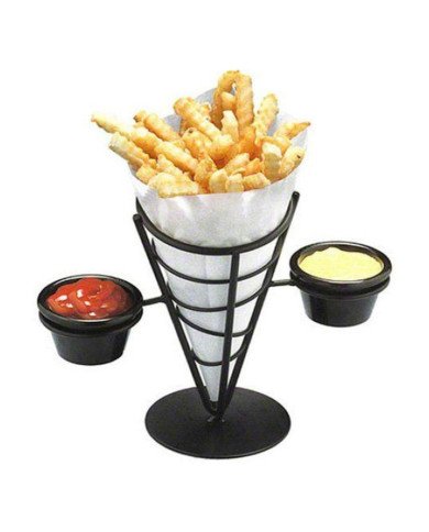 CONE BASKET WROUGHT IRON D12.7XH23.8CM WITH 2 RAMEKIN  