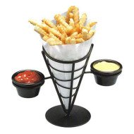 CONE BASKET WROUGHT IRON D12.7XH23.8CM WITH 2 RAMEKIN