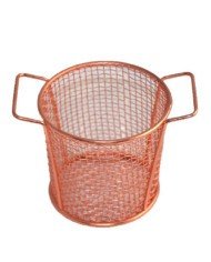 FRY BASKET COPPER ROUND WITH 2 HANDLES D9XH9CM