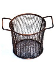 FRY BASKET ANTIC COPPER ROUND WITH 2 HANDLES D9XH9CM