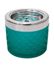 ASH TRAY ROUND TURQUOISE BEAD Ø9.6CM H8.2CM GLASS