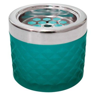 ASH TRAY ROUND TURQUOISE BEAD Ø9.6CM H8.2CM GLASS