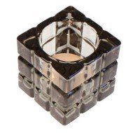 TEALIGHT HOLDER CUBE 6.2X6.2X6.2CM GREY GLASS