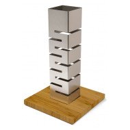 BAMBOO BASE COLUMN MULTI-LEVEL RISER L35 X W35 X H57.2CM STAINLESS STEEL