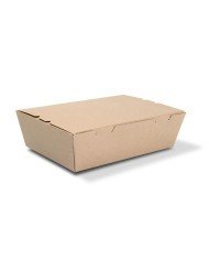 LUNCH BOX WITH WINDOW PACK OF 50 BROWN L19.5 X W14 X H6.5CM 190CL CORRUGATED CARDBOARD