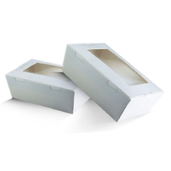 LUNCH BOX WITH WINDOW PACK OF 50 WHITE L12.8 X W8..8 X H3.7CM 40CL CORRUGATED CARDBOARD