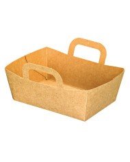 BASKET MINI KRAFT WITH HANDLE L9.5X7XH3.5CM PACK OF 100  