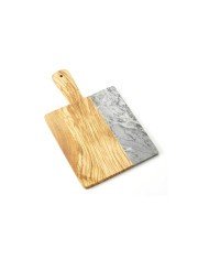 OLIVE WOOD GRAY MARBLE SERVING PEEL 25.4X22.9XH1.3CM OVERALL LENGTH 37.5CM