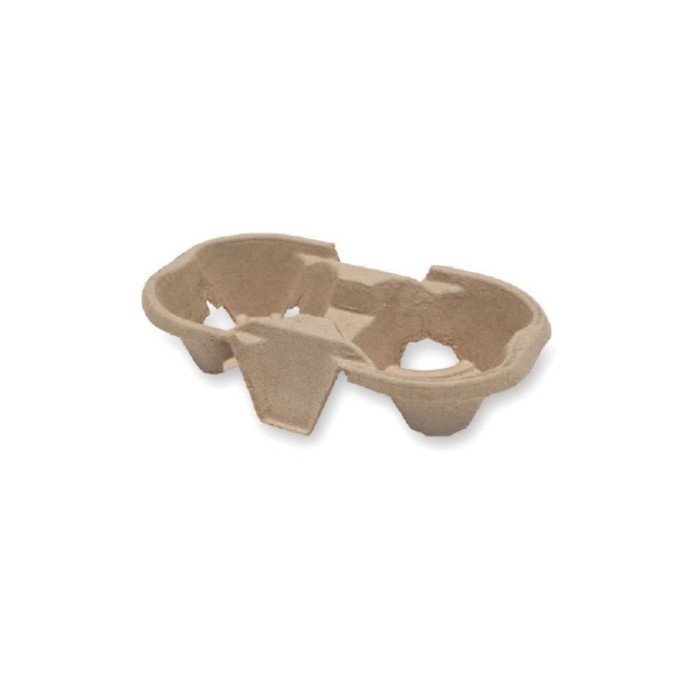 2-CUPS HOLDING TRAY FIBER PACK OF 480 L20.5 X W10.4 X H4.5CM NATURAL CARDBOARD