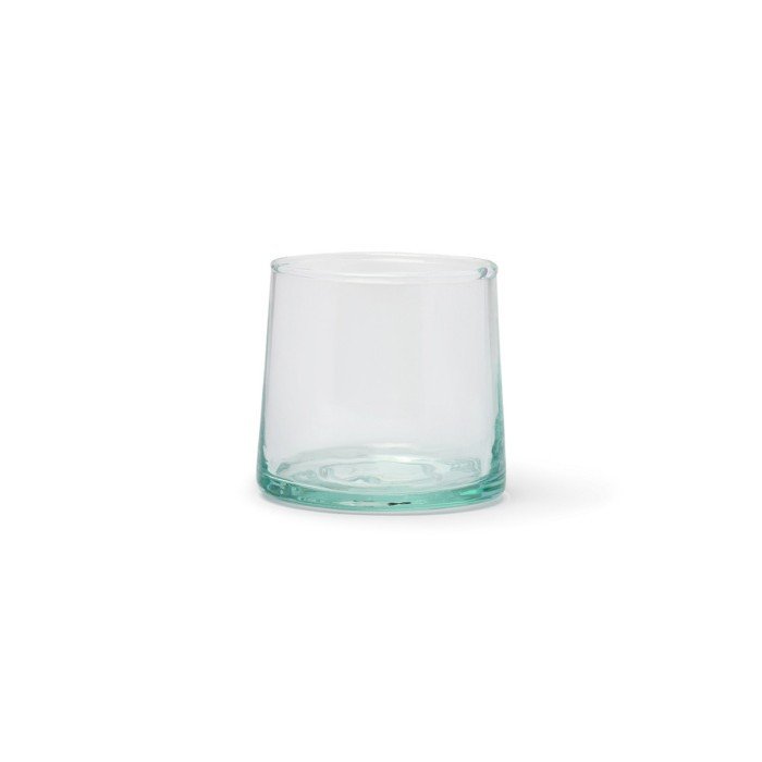 Recycled glass conical glass jar, mouth blown transparent recycle glass Ø 6.5 cm Lily Pro.mundi