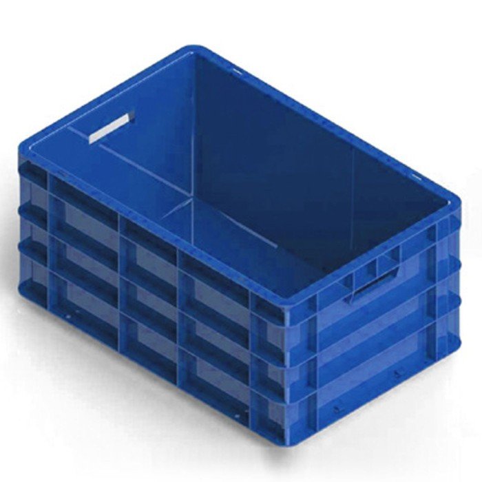 CLOSED CRATE BLUE L60 X W40 X H28CM HDPE