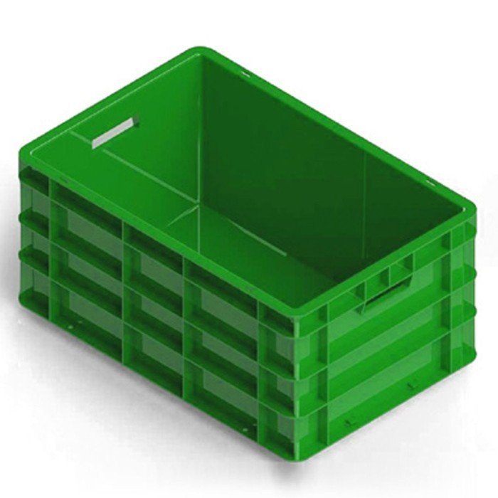 CLOSED CRATE GREEN L60 X W40 X H28CM HDPE