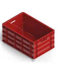 CLOSED CRATE RED L60 X W40 X H28CM HDPE