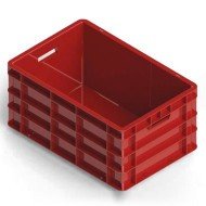 CLOSED CRATE RED L60 X W40 X H28CM HDPE