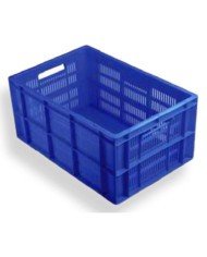 VENTILATED CRATE BLUE L60 X W40 X H28CM HDPE