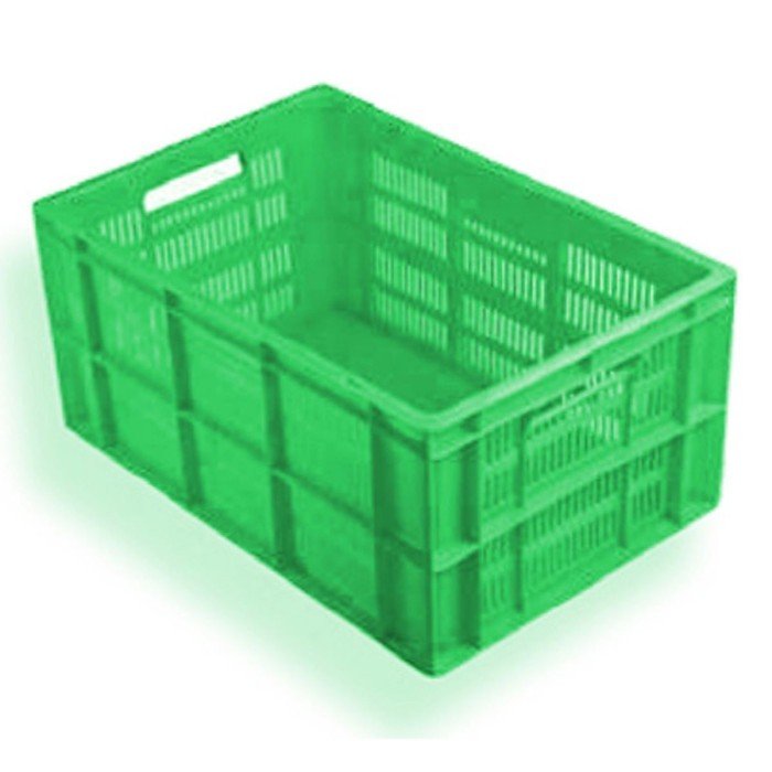 VENTILATED CRATE GREEN L60 X W40 X H28CM HDPE