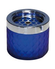 ASH TRAY ROUND DARK BLUE Ø9.6CM H8.2CM GLASS