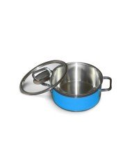 STEW PAN RAINBOW BLUE D24XH12CM 5.4L GLASS LID 3-PLY SST