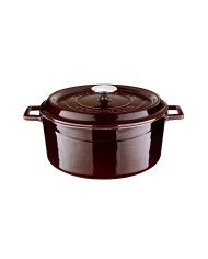 CASSEROLE PREMIUM ROUND EGGPLANT CAST IRON LAVA