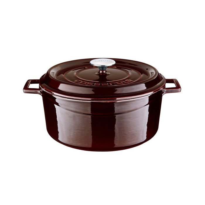 CASSEROLE PREMIUM ROUND EGGPLANT CAST IRON LAVA