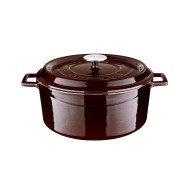 CASSEROLE PREMIUM ROUND EGGPLANT CAST IRON LAVA