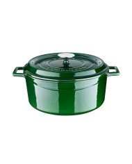 CASSEROLE PREMIUM ROUND GREEN CAST IRON LAVA