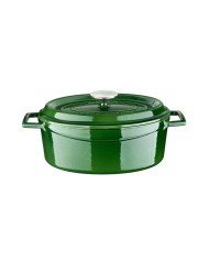 CASSEROLE PREMIUM OVAL GREEN CAST IRON LAVA