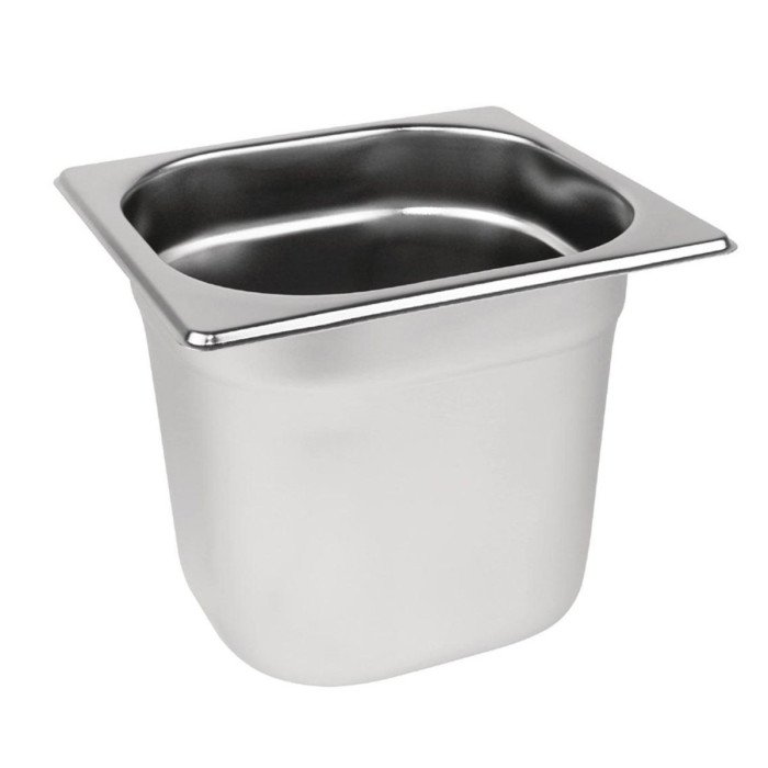 CONTAINER GN 1/6-100 RECTANGULAR 1.6L THICK. 0.8MM STAINLESS STEEL QUALIPLUS PRO.COOKER