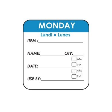 MONDAY SQUARE REMOVABLE LABEL ROLL OF 500 L5 X W5CM