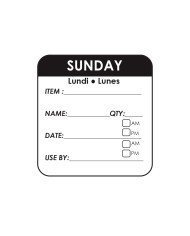 SUNDAY SQUARE REMOVABLE LABEL ROLL OF 500 L5 X W5CM