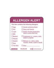 ALLERGEN ALERT SQUARE REMOVABLE LABEL ROLL OF 500 L5 X W5CM