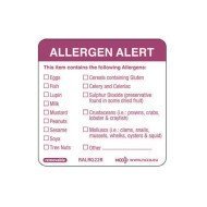 ALLERGEN ALERT SQUARE REMOVABLE LABEL ROLL OF 500 L5 X W5CM