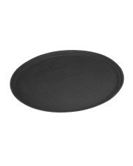 TRAY NON-SLIP BLACK RUBBER OVAL 64X49CM FIBERGLASS OVAL