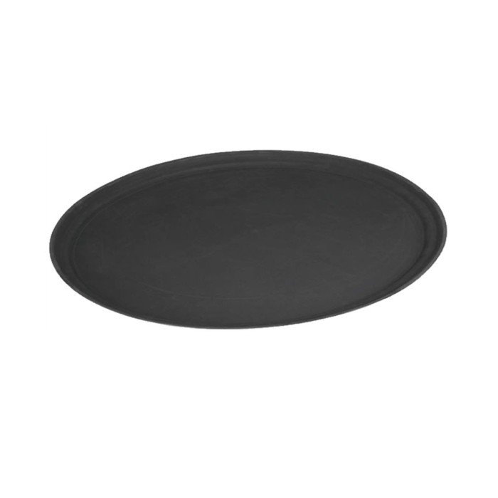 TRAY NON-SLIP BLACK RUBBER OVAL 73.5X60CM FIBERGLASS OVAL  