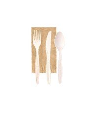 BIOFASE BEIGE KIT KNIFE/FORK/SPOON/NAPKIN BIODEGRADABLE PACK OF 334 BEIGE KIT 