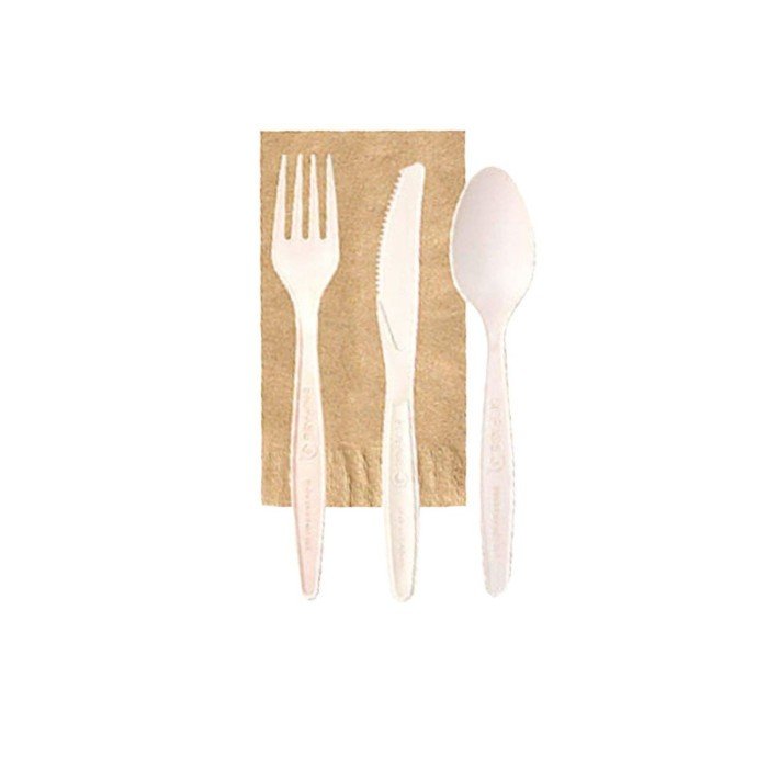 BIOFASE BEIGE KIT KNIFE/FORK/SPOON/NAPKIN BIODEGRADABLE PACK OF 334 BEIGE KIT 