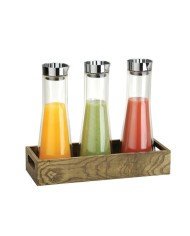 T- COLLECTION SET OF 3 CARAFES WITH ASH WOOD STAND 1.2L 