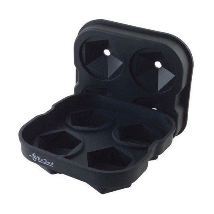 ICE CUBE MOULD 13.5X13.5XH6CM 4-DIAMOND D4.5CM BLACK SILICONE